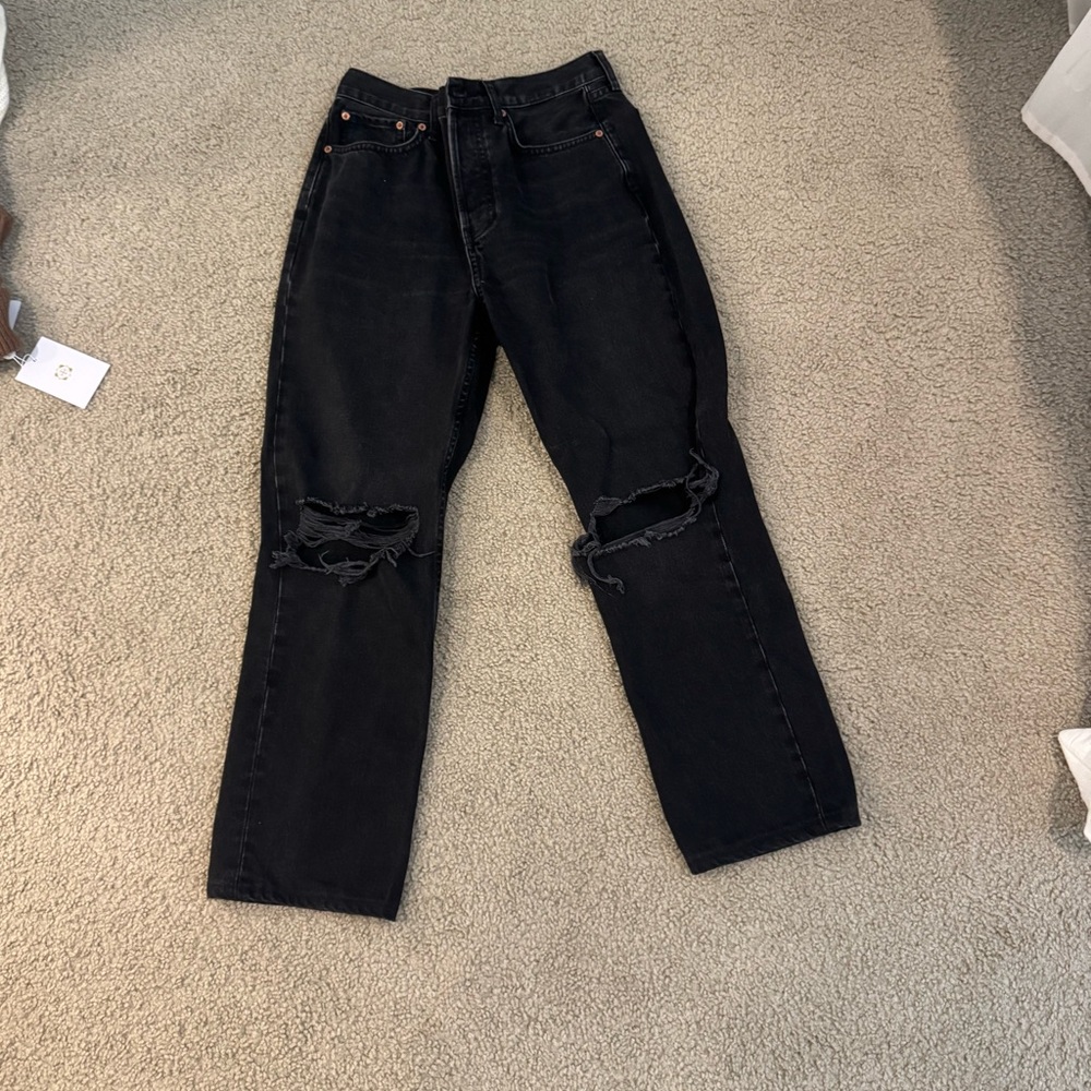 Topshop Black Straight Leg Jeans